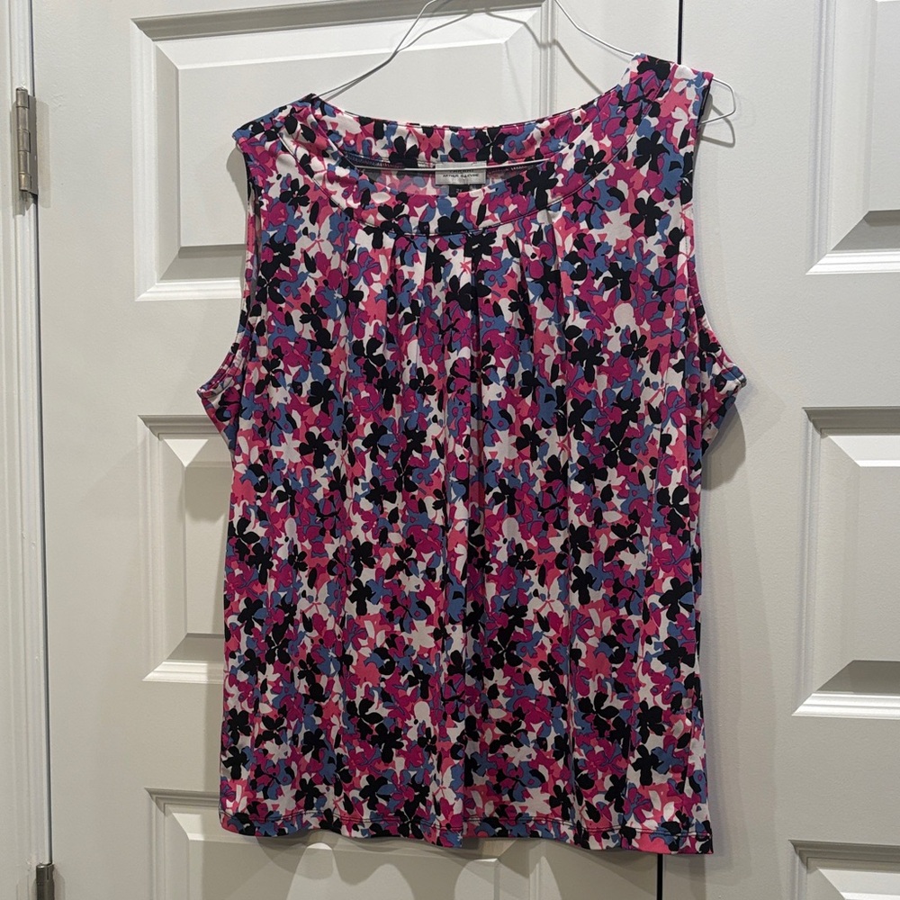 Tahari Multicolor Floral Sleeveless Blouse